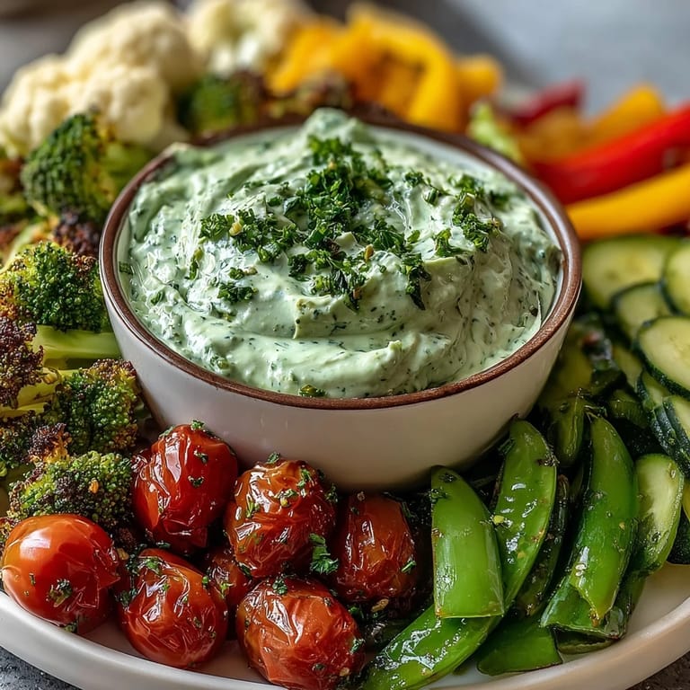 Kid-friendly Little Sprout Veggie Platter with Green Goddess dip, perfect for parties or healthy snacking with a variety of crunchy vegetables.