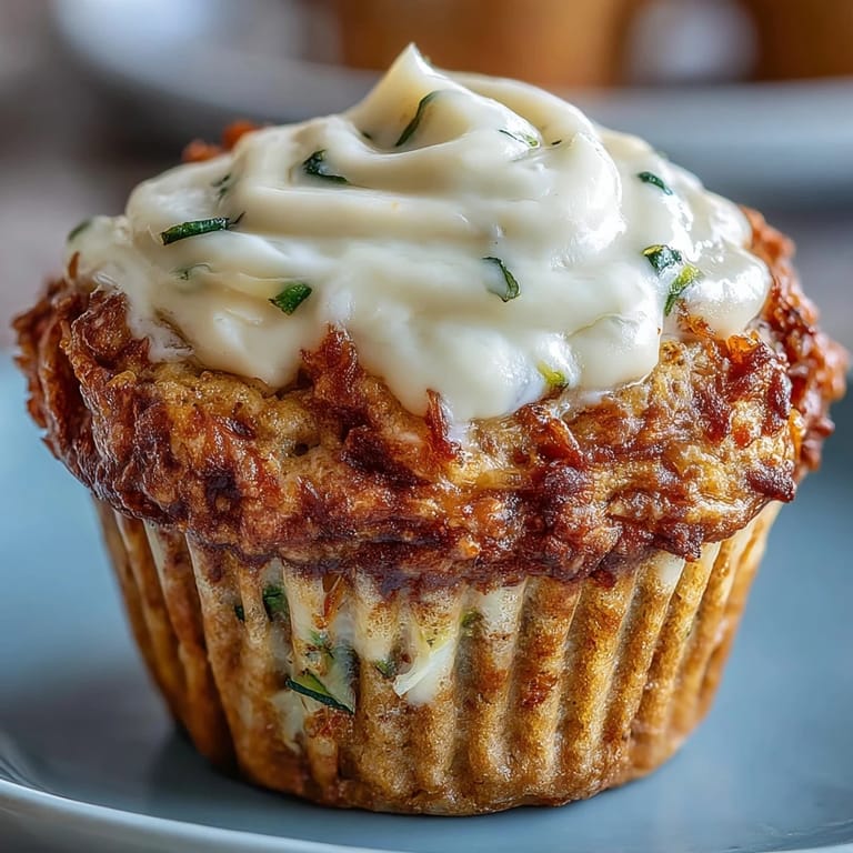 2. Freshly baked muffins packed with grated carrot and zucchini, topped with a delicate cream cheese swirl for added sweetness.  