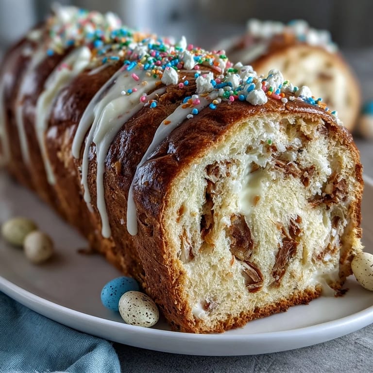 Whimsical Easter Bunny Cake with Hidden Sprinkle Center, featuring fluffy frosting, coconut "fur," and a colorful surprise inside that delights kids and adults alike.
