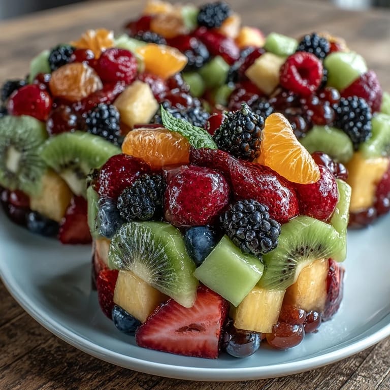 Colorful arrangement of fresh fruit and edible blooms, ideal for festive celebrations.  