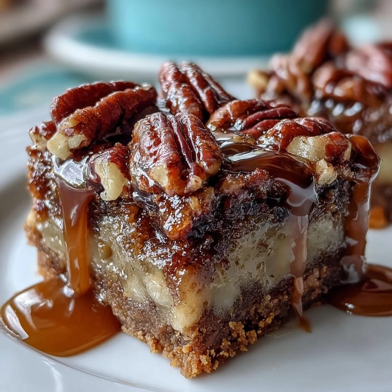 Decadent Kentucky Derby Pecan Pie Bars with Bourbon Glaze served on a rustic wooden board for a Southern-inspired dessert.