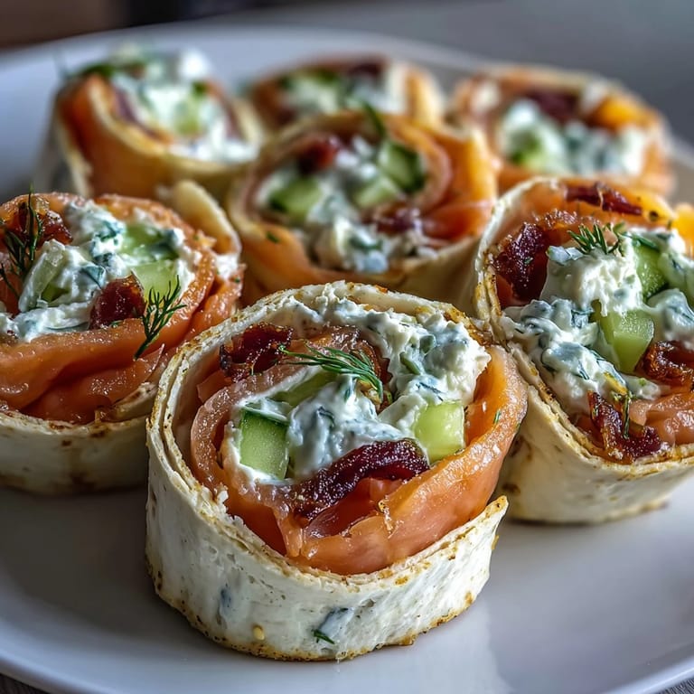Elegant smoked salmon pinwheels filled with dill cream cheese and fresh cucumber slices