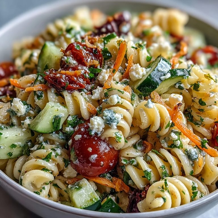 Taste refreshing Memorial Day Pasta Salad, bursting with color and delicious Italian dressing.