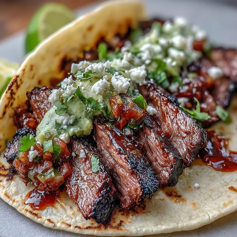 Vibrant taco bar display with grilled carne asada, ready for delicious, customizable bites.