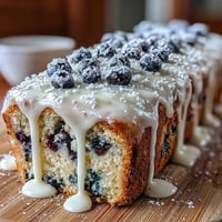 Fluffy sheet cake with fresh blueberries and zesty lemon, topped with a light tangy icing for a sweet celebration.