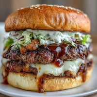 Crispy-edged smash burger topped with melty cheese and tangy secret sauce on a toasted bun.