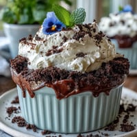 Mother's Day Flower Pot Brownies topped with Oreo dirt and edible flowers.